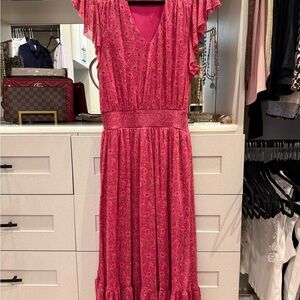Evereve Vibrant Pink Midi Dress💗